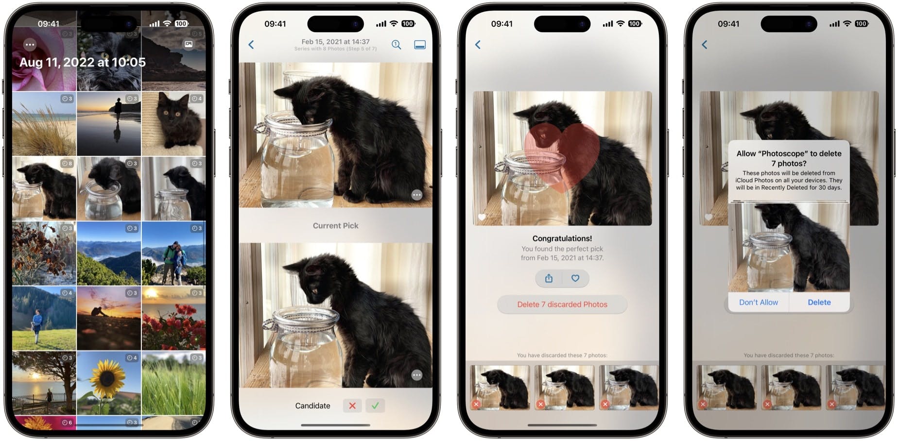Screenshots of Photoscope on iOS